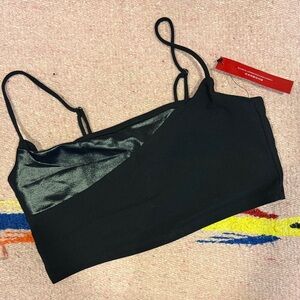 Carbon38 Scoop Bandeau Bralette in Black Matte with Satin-Accent